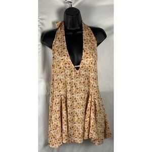Sky To Moon  Size M Retro Look Geometric Halter Dress. Adjust Tie Waist NWOT